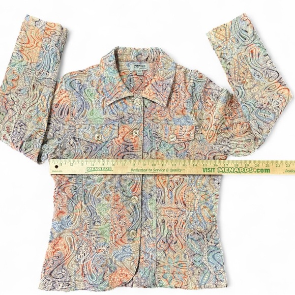 J. Bee Petites Multicolor Paisley Blazer PS Long Sleeve Button Up Front Pockets - Picture 6 of 7
